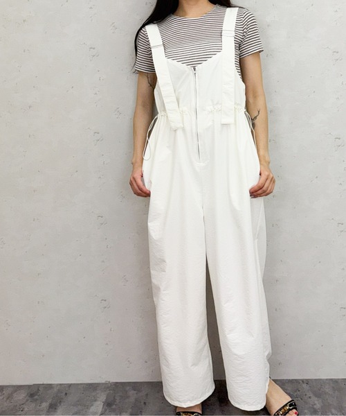 Per sist ence(パーシエンス)の「ナイロンウエストドロストサロペット(サロペット/オーバーオール・レディース・ブラック/グレイッシュベージュ/オフホワイト/グレー・ONE SIZE)」の8枚目の写真