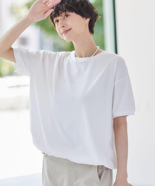 Dessin（デッサン）の「【二の腕カバー/接触冷感/UV】ドローコードカットソー（XS～L）（Tシャツ/カットソー・レディース・ブルー系その他2/ホワイト系/ブラック/ライトブルー・00/01/02/03）」の11枚目の写真