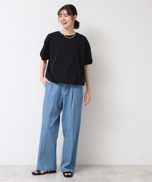 Dessin（デッサン）の「【二の腕カバー/接触冷感/UV】ドローコードカットソー（XS～L）（Tシャツ/カットソー・レディース・ブルー系その他2/ホワイト系/ブラック/ライトブルー・00/01/02/03）」の17枚目の写真