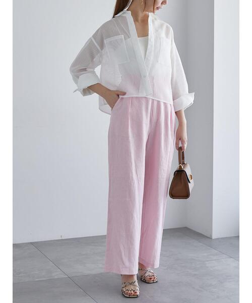 Te chichi（テチチ）の「シアーコードストライプシャツジャケット（ノーカラージャケット・レディース・ブラック/オフホワイト・F）」の15枚目の写真