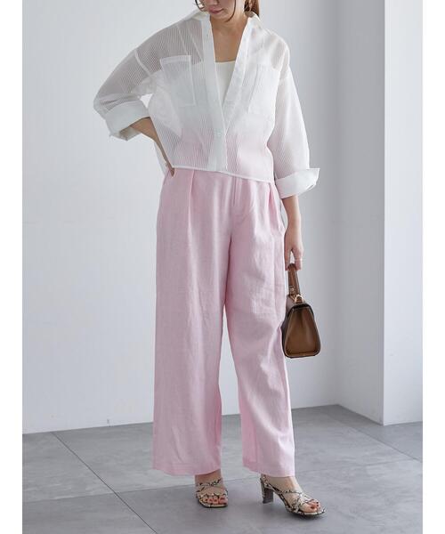 Te chichi（テチチ）の「シアーコードストライプシャツジャケット（ノーカラージャケット・レディース・ブラック/オフホワイト・F）」の14枚目の写真