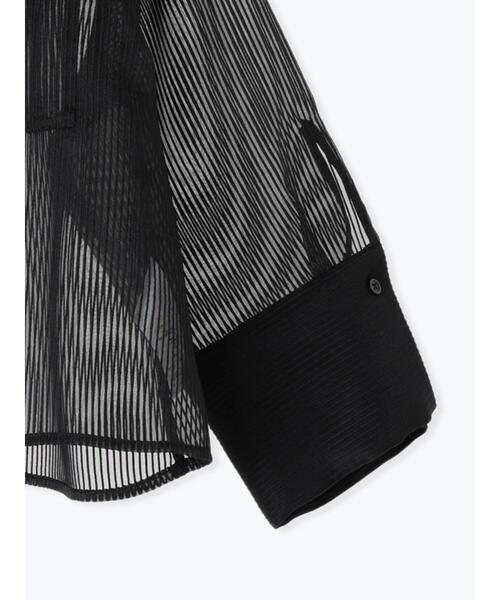 Te chichi（テチチ）の「シアーコードストライプシャツジャケット（ノーカラージャケット・レディース・ブラック/オフホワイト・F）」の19枚目の写真