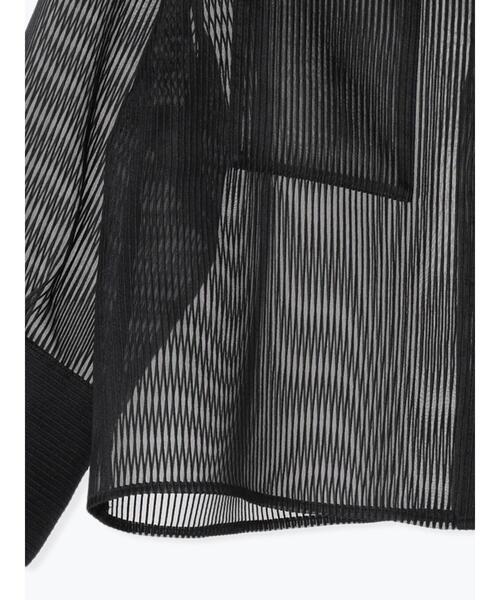 Te chichi（テチチ）の「シアーコードストライプシャツジャケット（ノーカラージャケット・レディース・ブラック/オフホワイト・F）」の18枚目の写真