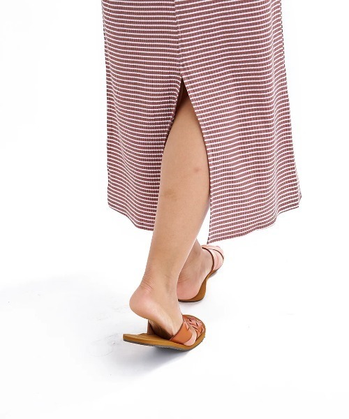 BILLABONG（ビラボン）の「BILLABONG レディース BRA CUP RIB TANK ONEPIECE ワンピース 【2025年夏モデル】/ビラボンパット付ボーダーリブロングドレス（ワンピース・レディース・ブラウン系その他/ブラック/レッド・MEDIUM）」の12枚目の写真