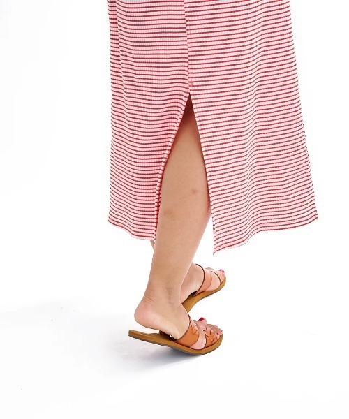 BILLABONG（ビラボン）の「BILLABONG レディース BRA CUP RIB TANK ONEPIECE ワンピース 【2025年夏モデル】/ビラボンパット付ボーダーリブロングドレス（ワンピース・レディース・ブラウン系その他/ブラック/レッド・MEDIUM）」の6枚目の写真