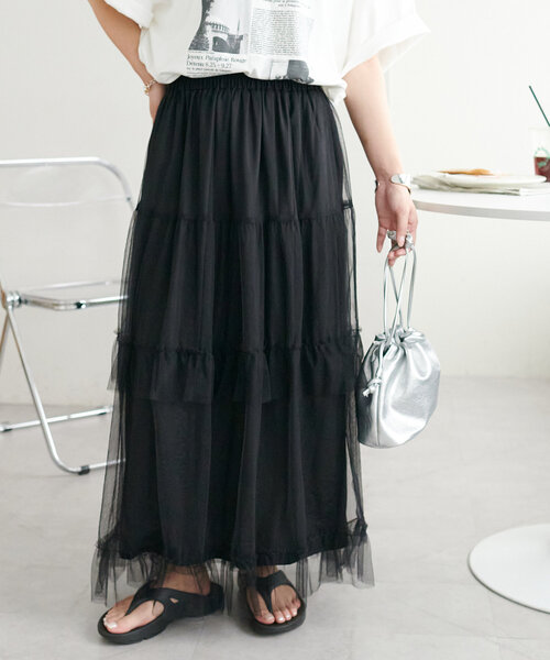WEB限定】チュールティアードスカート（スカート）｜DISCOAT（ディス