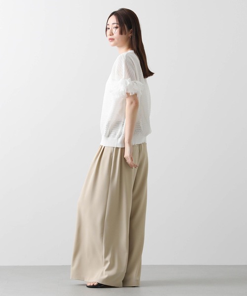 Gready Brilliant（グレディブリリアン）の「麻混メッシュ別布リボンニット（ニット/セーター・レディース・オフホワイト/ブラック/カーキ・38）」の5枚目の写真