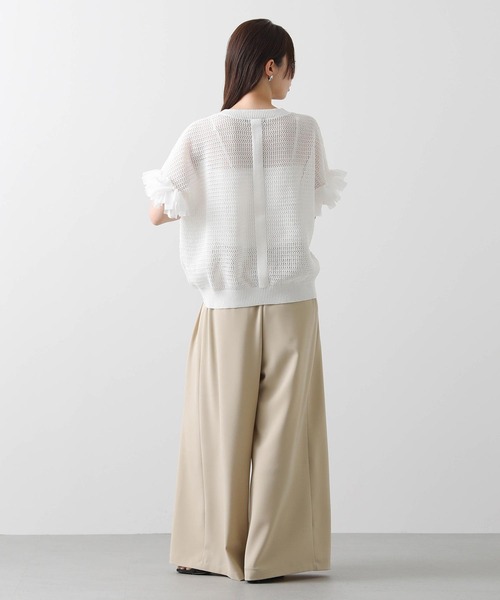 Gready Brilliant（グレディブリリアン）の「麻混メッシュ別布リボンニット（ニット/セーター・レディース・オフホワイト/ブラック/カーキ・38）」の6枚目の写真