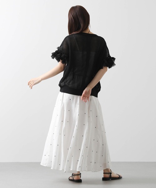 Gready Brilliant（グレディブリリアン）の「麻混メッシュ別布リボンニット（ニット/セーター・レディース・オフホワイト/ブラック/カーキ・38）」の15枚目の写真