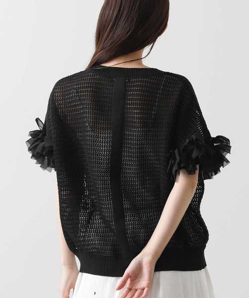 Gready Brilliant（グレディブリリアン）の「麻混メッシュ別布リボンニット（ニット/セーター・レディース・オフホワイト/ブラック/カーキ・38）」の19枚目の写真