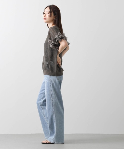 Gready Brilliant（グレディブリリアン）の「麻混メッシュ別布リボンニット（ニット/セーター・レディース・オフホワイト/ブラック/カーキ・38）」の22枚目の写真