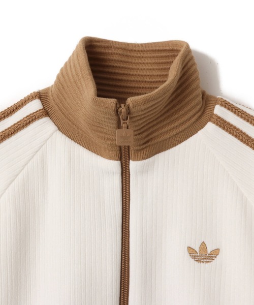 【M】adidas アディダス　ニット トラックトップ　ホワイト　ブラウン　茶 adidas KNIT CLASSIC TRACK TOP カードボード（アディダス ニット