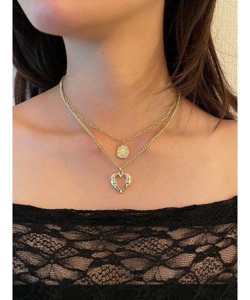 FOREVER 21(フォーエバー トゥエンティーワン)の「2連ハートネックレス(ネックレス・レディース・シルバー/ゴールド・FREE)」の1枚目の写真