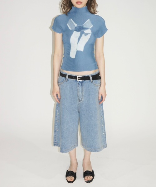 musubore（ムスボレ）の「【 select 】sparkly studs bermuda denim PT / バミューダデニムパンツ（デニムパンツ・レディース・ブルー・L/M）」の11枚目の写真