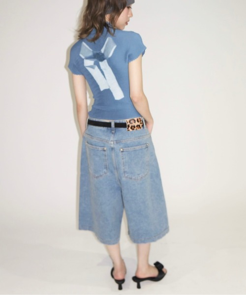 musubore（ムスボレ）の「【 select 】sparkly studs bermuda denim PT / バミューダデニムパンツ（デニムパンツ・レディース・ブルー・L/M）」の8枚目の写真