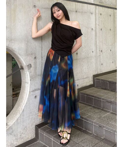 MURUA（ムルーア）の「ドレープワンショルトップス（Tシャツ/カットソー・レディース・ブラック/ホワイト/ブルー・FREE）」の7枚目の写真