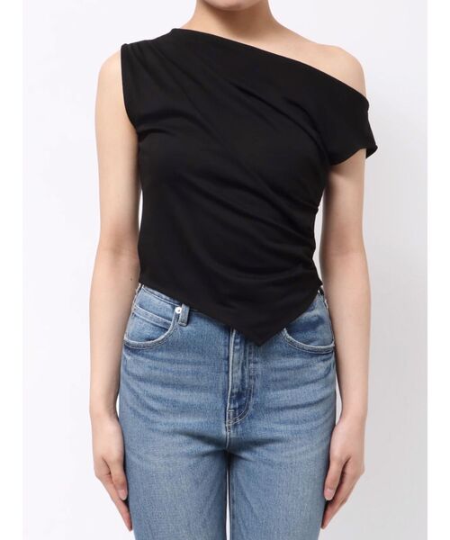 MURUA（ムルーア）の「ドレープワンショルトップス（Tシャツ/カットソー・レディース・ブラック/ホワイト/ブルー・FREE）」の13枚目の写真