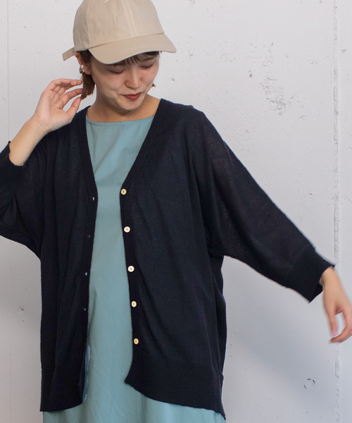 POU DOU DOU(プードゥドゥ)の「ドルマンカーディガン(カーディガン/ボレロ・レディース・ブラック/ライトグレー/オレンジ/グリーン・M)」の2枚目の写真