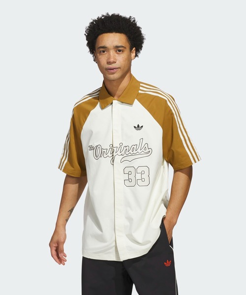 adidas（アディダス）の「ウィンター シュータートップ Winter Shooter / 半袖シャツ アディダスオリジナルス adidas Originals（シャツ/ブラウス・メンズ・ホワイト×ゴールド/ホワイト×ブラック・3XL/X-SMALL/XX-LARGE/LARGE/MEDIUM/SMALL/X-LARGE）」の10枚目の写真