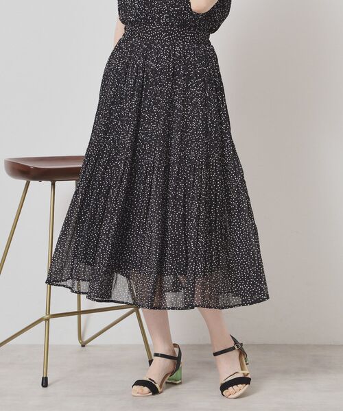 ITS'DEMO(イッツデモ)の「【手洗い可/ウエストゴム】楊柳プリーツスカート(スカート・レディース・イエロー/グリーン/ブラック系/ホワイト系3・00)」の3枚目の写真