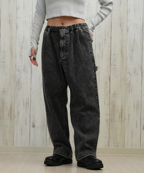 DC(ディーシー)の「DC/ディーシー ワイド/ペインターパンツ LPT254303(デニムパンツ・レディース・ブラック×グレー/インディゴブルー・M)」の2枚目の写真
