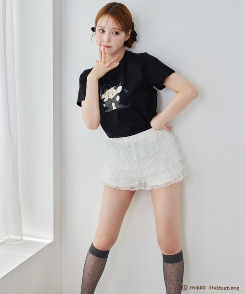 one after another NICE CLAUP(ワンアフターアナザーナイスクラップ)の「【mikko コラボ】プリントTシャツ(Tシャツ/カットソー・レディース・ピンク/ブラック/サックスブルー/オフホワイト・FREE)」の13枚目の写真