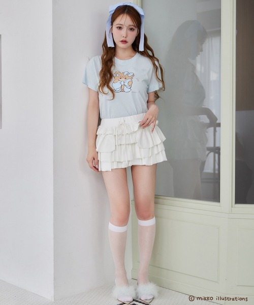 one after another NICE CLAUP(ワンアフターアナザーナイスクラップ)の「【mikko コラボ】プリントTシャツ(Tシャツ/カットソー・レディース・ピンク/ブラック/サックスブルー/オフホワイト・FREE)」の19枚目の写真