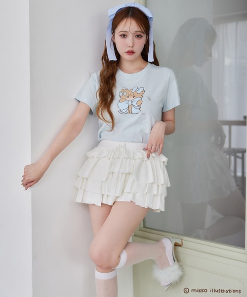 one after another NICE CLAUP(ワンアフターアナザーナイスクラップ)の「【mikko コラボ】プリントTシャツ(Tシャツ/カットソー・レディース・ピンク/ブラック/サックスブルー/オフホワイト・FREE)」の17枚目の写真