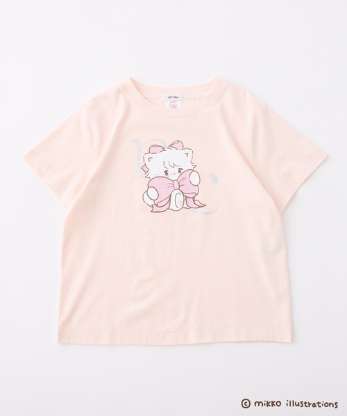 one after another NICE CLAUP(ワンアフターアナザーナイスクラップ)の「【mikko コラボ】プリントTシャツ(Tシャツ/カットソー・レディース・ピンク/ブラック/サックスブルー/オフホワイト・FREE)」の7枚目の写真