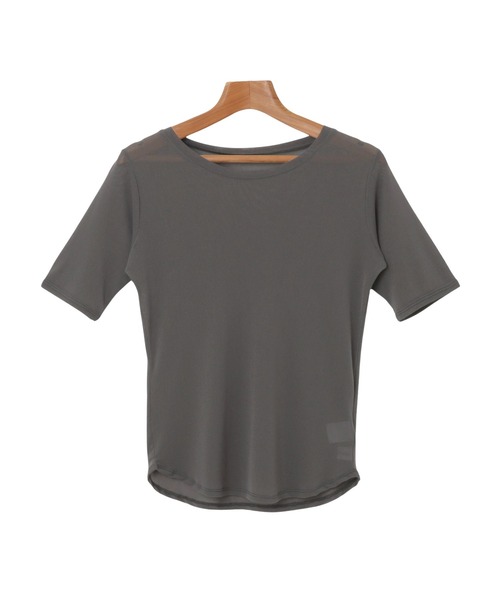 andme(アンドミー)の「コンパクト半袖シアートップス(Tシャツ/カットソー・レディース・チャコールグレー/ブラック/アイボリー/ライトピンク・FREE)」の15枚目の写真