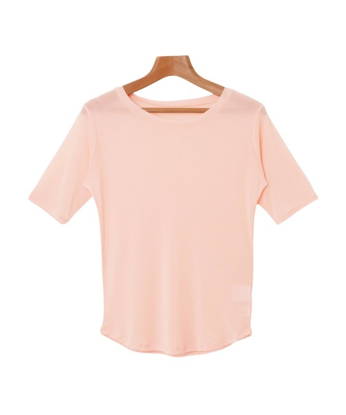 andme(アンドミー)の「コンパクト半袖シアートップス(Tシャツ/カットソー・レディース・チャコールグレー/ブラック/アイボリー/ライトピンク・FREE)」の18枚目の写真