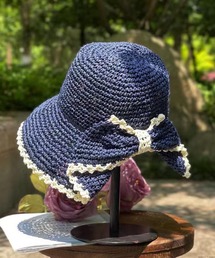 setsuko sagittaire＊カンカン帽＊ネイビー 紺色 ハット setsuko sagittaire＊カンカン帽＊ネイビー 紺色 ハット