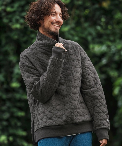 1minute 1second(ワンミニットワンセカンド)の「mlt5291-quilted half-zip pullover with heart patch ハーフジッププルオーバー(Tシャツ/カットソー・メンズ・ブラック/チャコール・S/M/L/XL)」の3枚目の写真