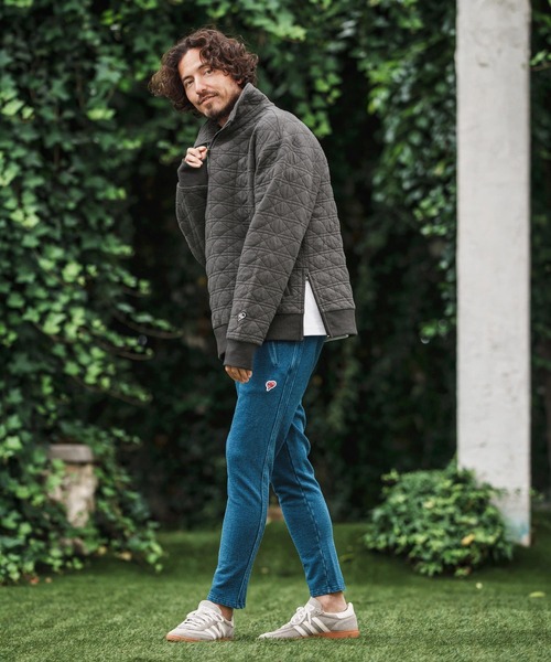 1minute 1second(ワンミニットワンセカンド)の「mlt5291-quilted half-zip pullover with heart patch ハーフジッププルオーバー(Tシャツ/カットソー・メンズ・ブラック/チャコール・S/M/L/XL)」の4枚目の写真