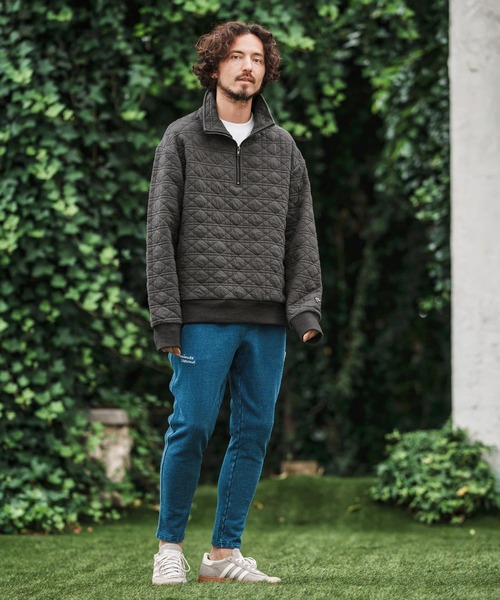 1minute 1second(ワンミニットワンセカンド)の「mlt5291-quilted half-zip pullover with heart patch ハーフジッププルオーバー(Tシャツ/カットソー・メンズ・ブラック/チャコール・S/M/L/XL)」の5枚目の写真
