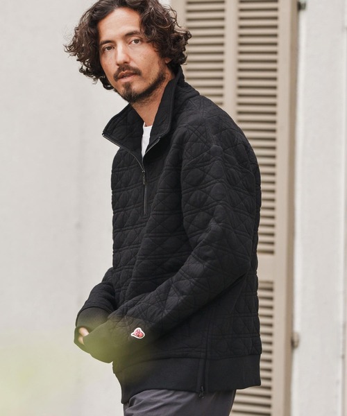 1minute 1second(ワンミニットワンセカンド)の「mlt5291-quilted half-zip pullover with heart patch ハーフジッププルオーバー(Tシャツ/カットソー・メンズ・ブラック/チャコール・S/M/L/XL)」の7枚目の写真