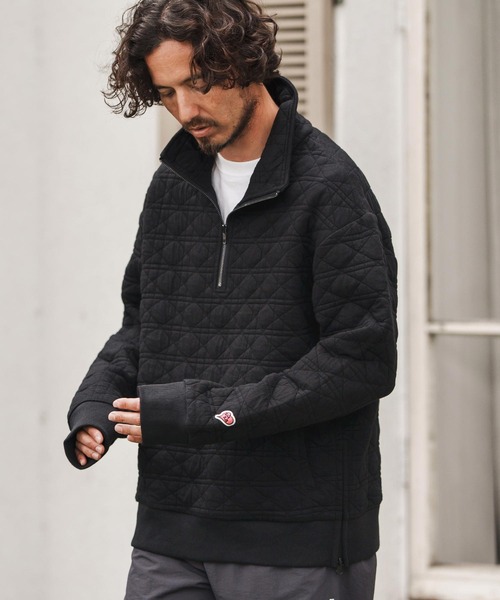 1minute 1second(ワンミニットワンセカンド)の「mlt5291-quilted half-zip pullover with heart patch ハーフジッププルオーバー(Tシャツ/カットソー・メンズ・ブラック/チャコール・S/M/L/XL)」の8枚目の写真