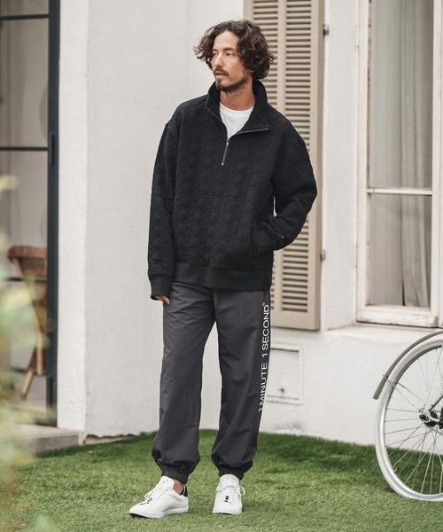 1minute 1second(ワンミニットワンセカンド)の「mlt5291-quilted half-zip pullover with heart patch ハーフジッププルオーバー(Tシャツ/カットソー・メンズ・ブラック/チャコール・S/M/L/XL)」の11枚目の写真