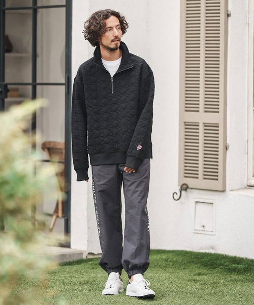 1minute 1second(ワンミニットワンセカンド)の「mlt5291-quilted half-zip pullover with heart patch ハーフジッププルオーバー(Tシャツ/カットソー・メンズ・ブラック/チャコール・S/M/L/XL)」の12枚目の写真