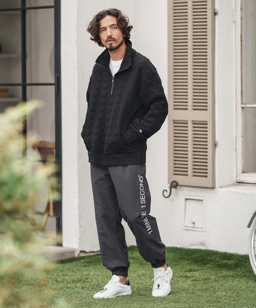 1minute 1second(ワンミニットワンセカンド)の「mlt5291-quilted half-zip pullover with heart patch ハーフジッププルオーバー(Tシャツ/カットソー・メンズ・ブラック/チャコール・S/M/L/XL)」の13枚目の写真