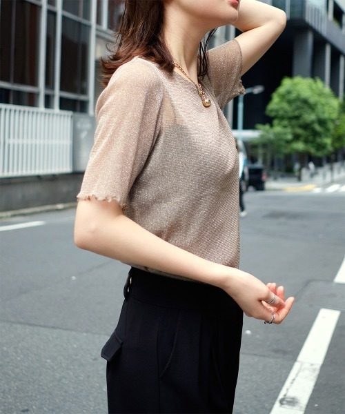 COGTHEBIGSMOKE ベージュ 半袖トップス COGTHEBIGSMOKE/コグザビッグスモーク】別注 BETTY TOP
