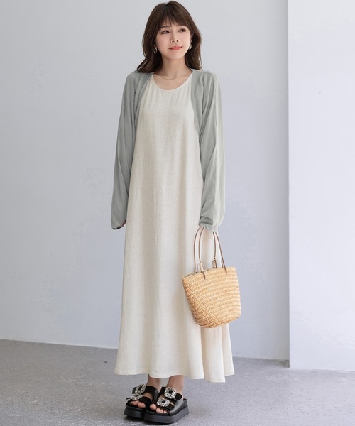 DAY CLOSET(デイ クローゼット)の「【ショート丈/通気性あり】さらりと軽く羽織れる。長袖サマーニットドルマンスリーブボレロ レディース(カーディガン/ボレロ・レディース・ブルー/ホワイト/ピンク/ブルーパープル/ベージュ/ブラック/グレイッシュベージュ/ブラウン/グレー/ダークグレー・FREE)」の12枚目の写真