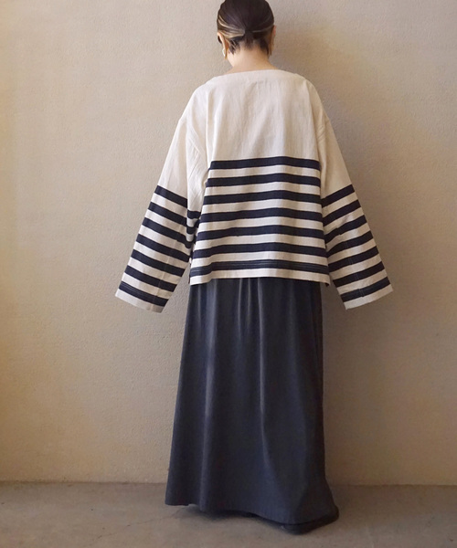 JOURNAL STANDARD LUXE（ジャーナルスタンダード　ラックス）の「オーガニックコットン スカート（スカート・レディース・チャコールグレー/ブラック・FREE）」の4枚目の写真