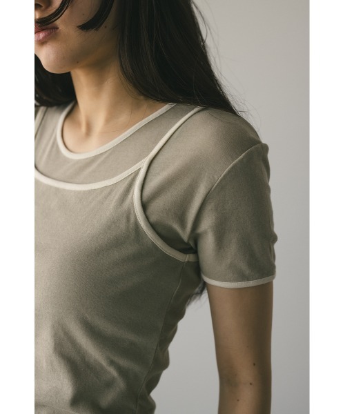 STYLEMIXER(スタイルミキサー)の「バイカラーキャミセットトップ(Tシャツ/カットソー・レディース・チャコールグレー/アイボリー/ミント・FREE)」の8枚目の写真