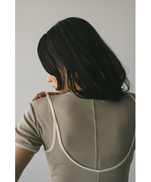STYLEMIXER(スタイルミキサー)の「バイカラーキャミセットトップ(Tシャツ/カットソー・レディース・チャコールグレー/アイボリー/ミント・FREE)」の6枚目の写真
