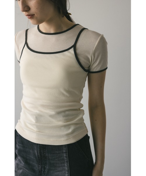 STYLEMIXER(スタイルミキサー)の「バイカラーキャミセットトップ(Tシャツ/カットソー・レディース・チャコールグレー/アイボリー/ミント・FREE)」の22枚目の写真