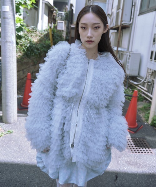 ジャケット・アウター honey mi honey tulle tiered blouson honey mi honey tulle tiered blouson honey mi honey tulle