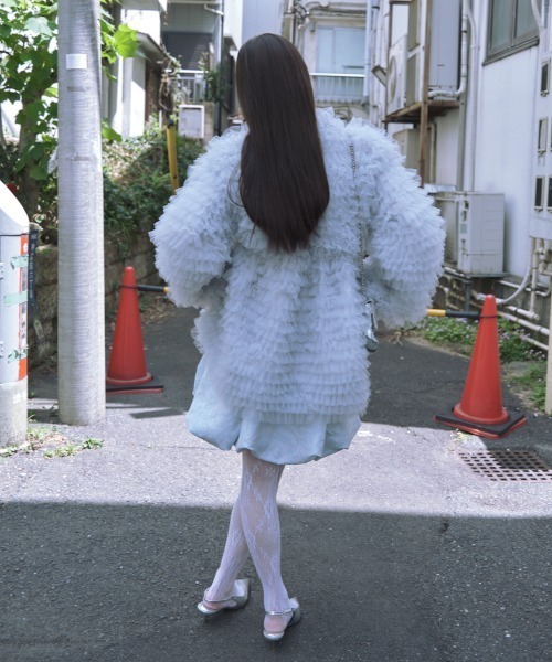 HONEY MI HONEY（ハニーミーハニー）の「tulle tiered blouson（ブルゾン・レディース・サックスブルー/ブラック/ホワイト・FREE）」の9枚目の写真