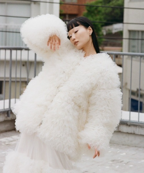 HONEY MI HONEY（ハニーミーハニー）の「tulle tiered blouson（ブルゾン・レディース・サックスブルー/ブラック/ホワイト・FREE）」の12枚目の写真
