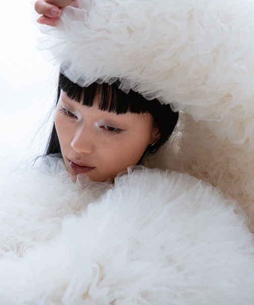 HONEY MI HONEY（ハニーミーハニー）の「tulle tiered blouson（ブルゾン・レディース・サックスブルー/ブラック/ホワイト・FREE）」の15枚目の写真